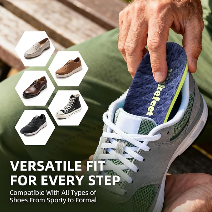 Shoe Insoles for Men Women with Memory Foam, Work Insoles for Standing All Day, Trim to Fit Work Boot Insoles, Slim Breathable Cushion Shoe Insoles