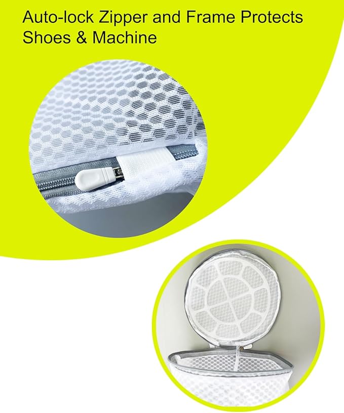 Shoe Washing Machine Bag,3 Pack Laundry Shoe Bag for Washer and Dryer,Mesh Laundry Bags with Zipper for Sneakers,Trainers,Socks,Bras,Delicates,and Toys