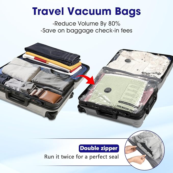 30 Pack Vacuum Storage Bags with Rechargeable Wireless Pump,10 Large 10 Medium 10 Small Space Saver for Travel Home Seasonal Storage Compression Packing Bags for Clothing Blankets