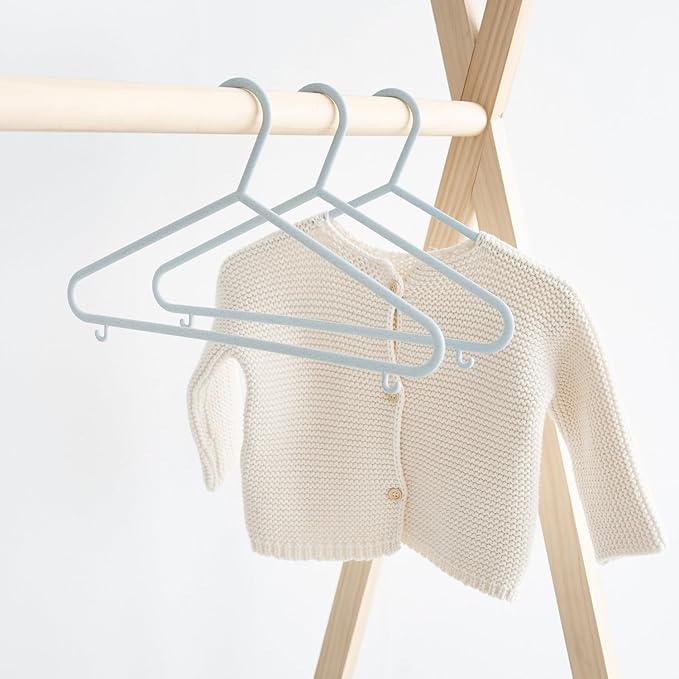 3 Sprouts Wheat Straw Plastic Hangers - 30-Pack Eco-Conscious Toddler Hangers for Child & Baby Clothes, Coats - Kid Closet Hanger Ideal for Small Girls, Boys, Children & Kids - Speckled Blue