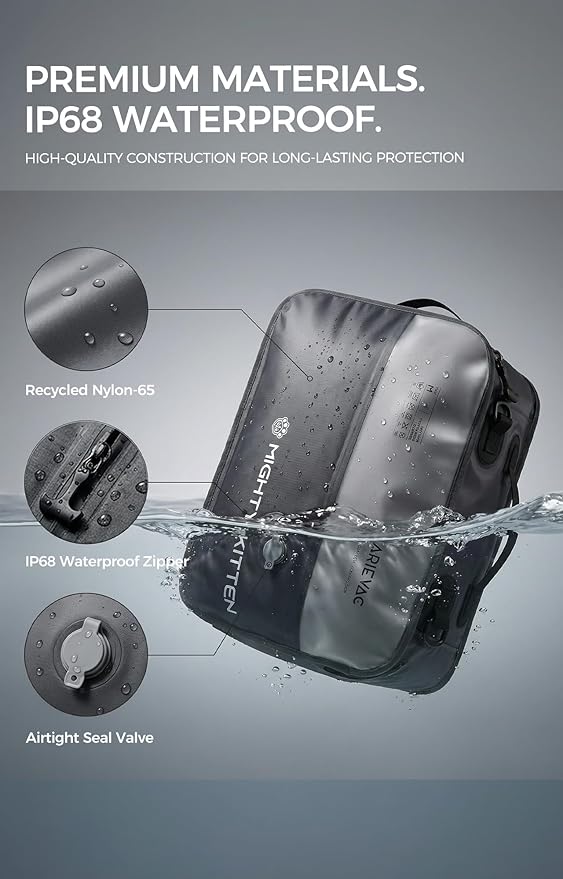 Travel Vacuum Seal Bag with Pump, 21L Compression Packing Cube Kit with 270° Zipper, Reusable Waterproof Vacuum Storage for Carry-On & Small Checked Luggage (1-Pack)