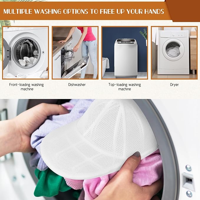 Hat Washer for Washing Machine & Dishwasher – 2-Pack Cap Washer Cage for Baseball Hats, Protects Shape During Cleaning, Works with Flat or Curved Brim Caps