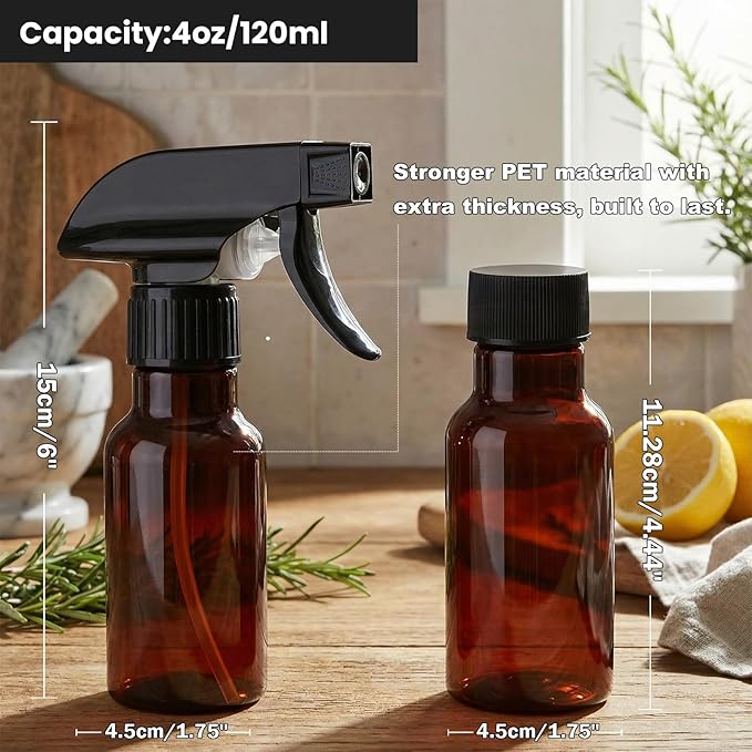 Spray Bottles 4oz/120ml Small Spray Bottle for Hair Plastic Mist/Stream Spraying Heavy Duty Empty Spray Bottles for Cleaning Solutions, Plants 1 Pack