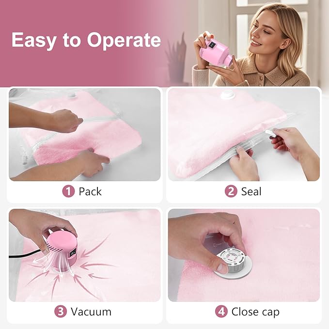 Vacuum Seal Bags for Clothing Travel, 12 Pack Space Saver Vacuum Storage Bags with Electric Pump,Portable Compression Sealer for Clothes, Blankets, Bedding & Travel Essentials,Good for Luggage Packing