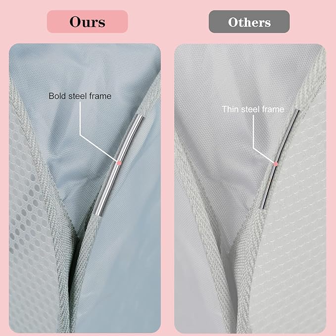 2 PCS Mesh Laundry Hamper,Collapsible Laundry Baskets,75L Large Foldable Dirty Clothes Hamper Storage Basket Horizontal with Side Pocket&carry Handle for Home,Travel grey