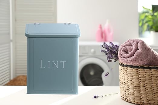 Magnetic Lint Bin for Laundry Room, 2.5L Capacity, Laundry Trash Can, Meadow Blue, Wall Mounted, Satisfaction Guarantee