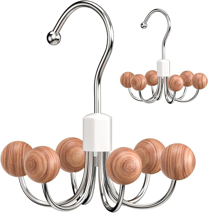 OHIYO 2-Pack 360° Swivel Hoodie Hangers with 6 Cedar Balls, Closet Organizer for Bra, Scarves, Belts, Purse & Accessories Storage