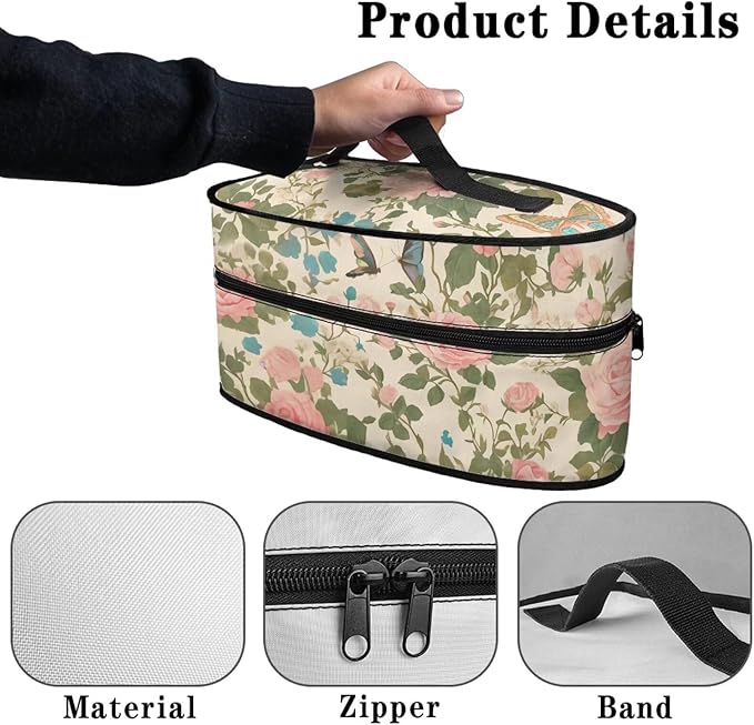 Flower Travel Iron Storage Bag， Waterproof & Dustproof Travel Iron Holder with Handle & Zipper Closure Steam Iron Carrying Case