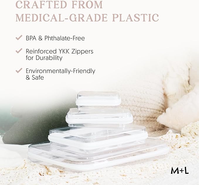 Maple & Lark Bliss Bins - Hard Sided Clear Zipper Case for Storage - Professional-Grade Plastic Clear Zipper Pencil Case, Toiletry Pouch, Travel Organizer, Cosmetic Bag, Toy Storage Bins (2 Pack, M)