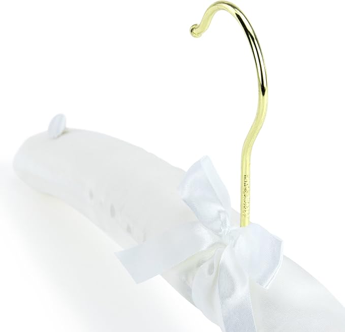 HANGERWORLD 5 Pack of White Satin Padded Hangers, 17inch Bridesmaid Bridal Bride Hanger for Wedding