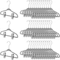 Soaoo 100 Pcs Baby Velvet Clips with 50 Baby Velvet Hangers, Pants Hangers Strong Finger Clips, Non Slip Kids Hanger for Kids, Toddler, Children's Closet & Nursery Closet (Grey)