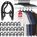 Travel Hangers Portable Foldable Travel Hanger Organizer, Plastic Cruise Essentials Clothes Drying Rack Folding Hangers for Camping Flying RV Europe Vacation Essentials Suitcase (Black, 20 Pack)