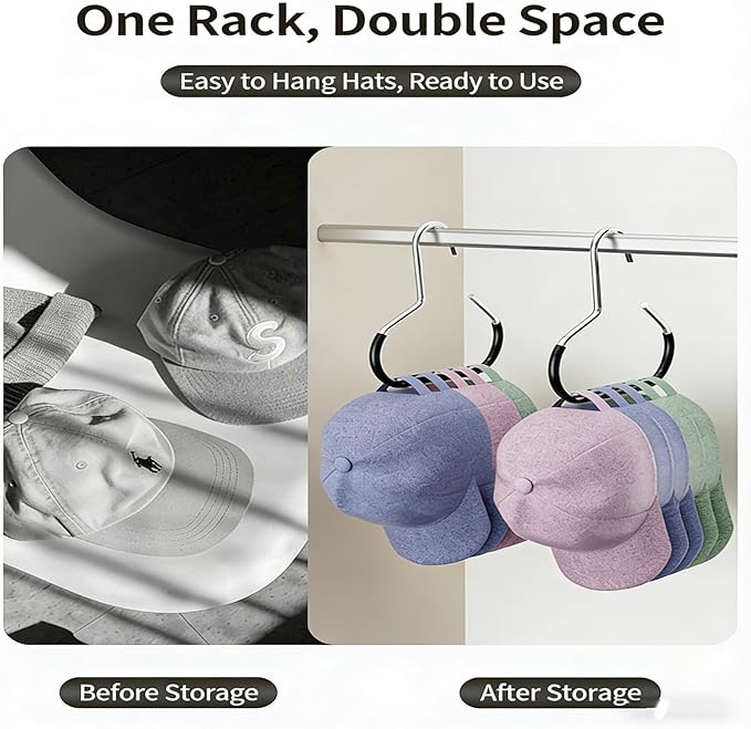 Durable Steel Hangers: Maximize Closet Space with Versatile Storage, Hat Organizer, Stainless Hat Hanger, Multifunctional Steel Hangers for Hats, Scarves, Belts, Ties, Bra, Anti-Slip (12, White)