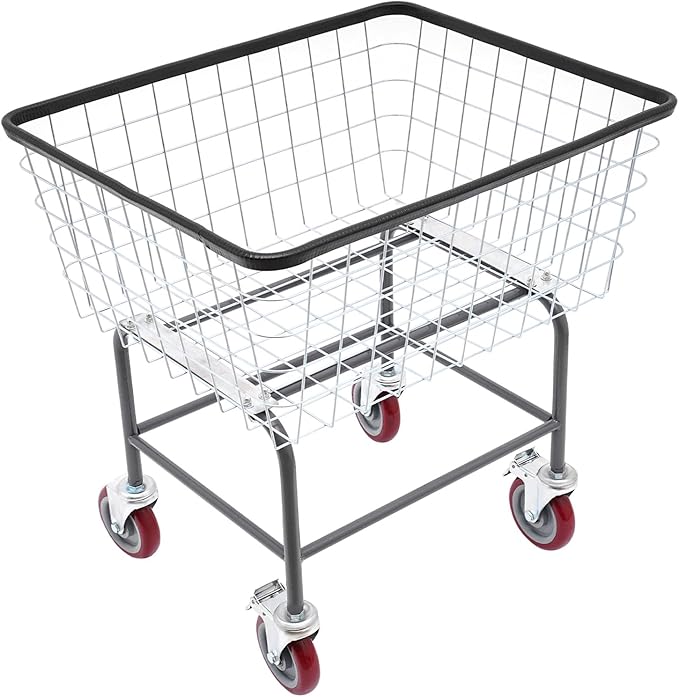 135L Wire Laundry Cart w/Wheels, Rolling Laundry Basket, Commercial Basket Carts for Laundry Room, Hotel, Home, Apartment Use, Durable Steel Frame with Galvanized Finish, 5" Casters