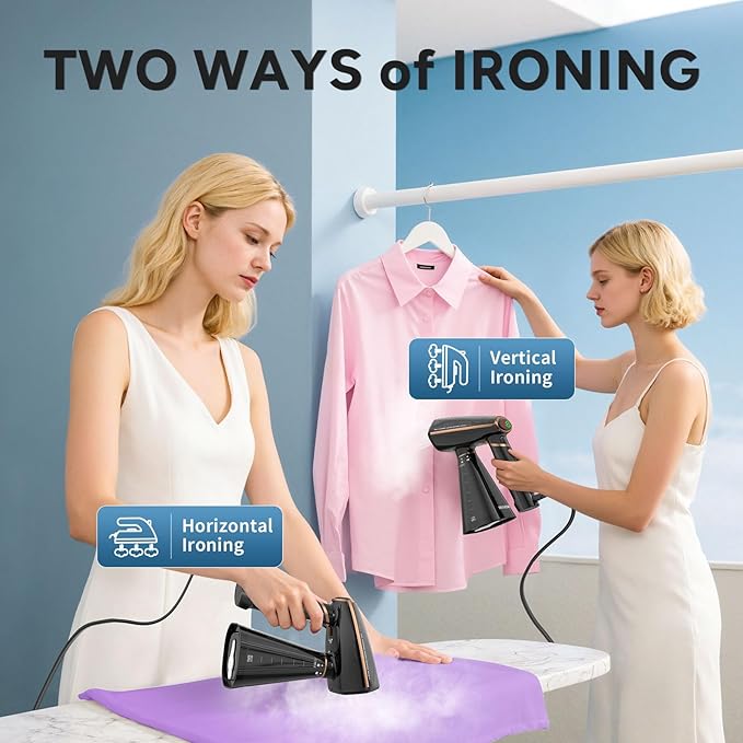 Travel Steamer for Clothes, Fast Heating,2 Steam Levels,1200W Portable Handheld Garment Steamer,350ml Detachable Water Tank, Auto Shutoff, Foldable Handle Clothes Steamer Removes Wrinkle
