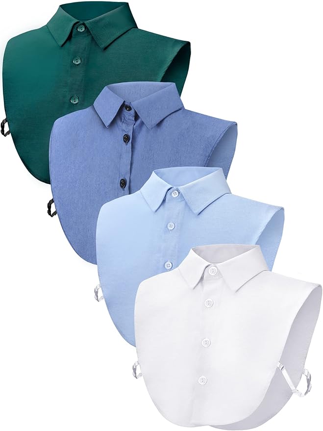 Syhood 4 Pcs Fake Collar Detachable False Dicky Collar Half Shirts Round for Women Outfits Halloween Costume Accessories