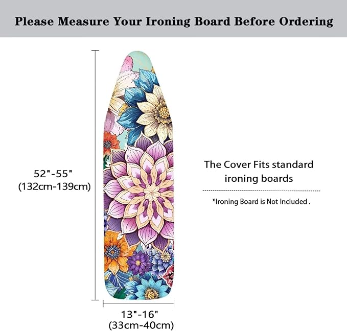 Ironing Board Cover - Resist Scorching, Durable, Extra Wide - Mandala