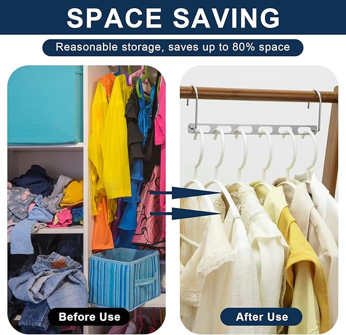 20 Pieces Space Saving Metal Collapsible Hangers for Heavy Clothes, Closet Space Savers Metal Hanger Organizer for Dorm, Room Essentials Storage