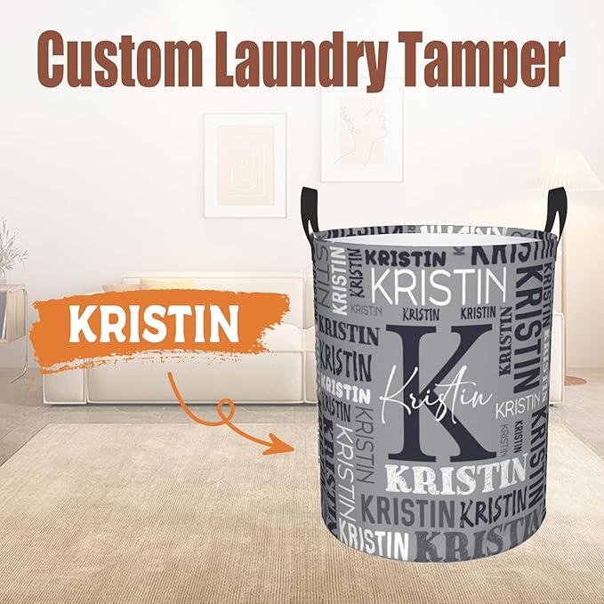 Custom Name Laundry Hamper, Personalized Laundry Basket with Name for Baby Boys Girls, Customized Collapsible Dirty Clothes Hamper Storage with Handles for Bedroom Bathroom Dorm Room Decor