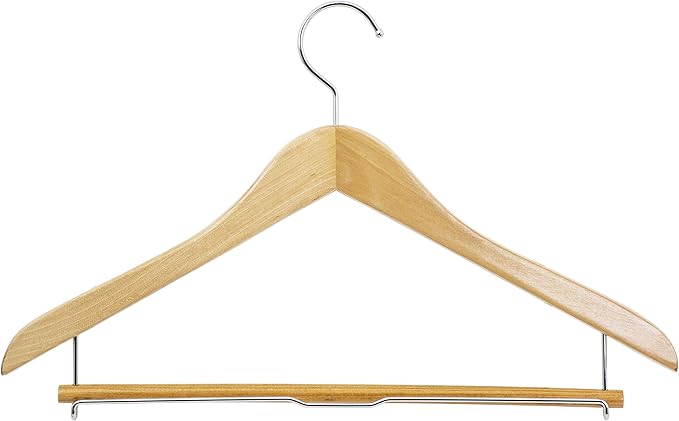 Sawafuji AWT-343-5P Clothes Hangers, Natural, Approx. Width 17.3 x Depth 0.6 x Height 10.6 inches (44 x 1.5 x 27 cm), Wooden Hangers, Pack of 5