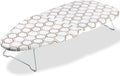 SheeChung Small Tabletop Ironing Board 30" Lx12”W Heavy Duty Ironing Board with Mesh Metal Base 100% Cotton Cover,Hook for Hanging,Portable Folding Mini Iron Board for Sewing Craft Room Dorm,Brown