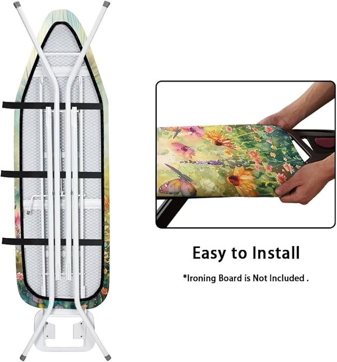Butterfly Floral Ironing Board Cover, Resist Scorching and Staining, 15x54 Heavy Duty Iron Pad Covers Standard Boards with Elastic Edges