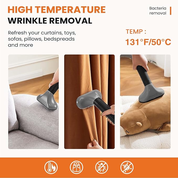 Sweetcrispy Standing Garment Steamer, 1500W Powerful Steamer for Clothes with Roll Wheels, 1.7L Water Tank for 55 Min Continuous Steaming, Professional Wrinkle Remover Heats in 45 Seconds
