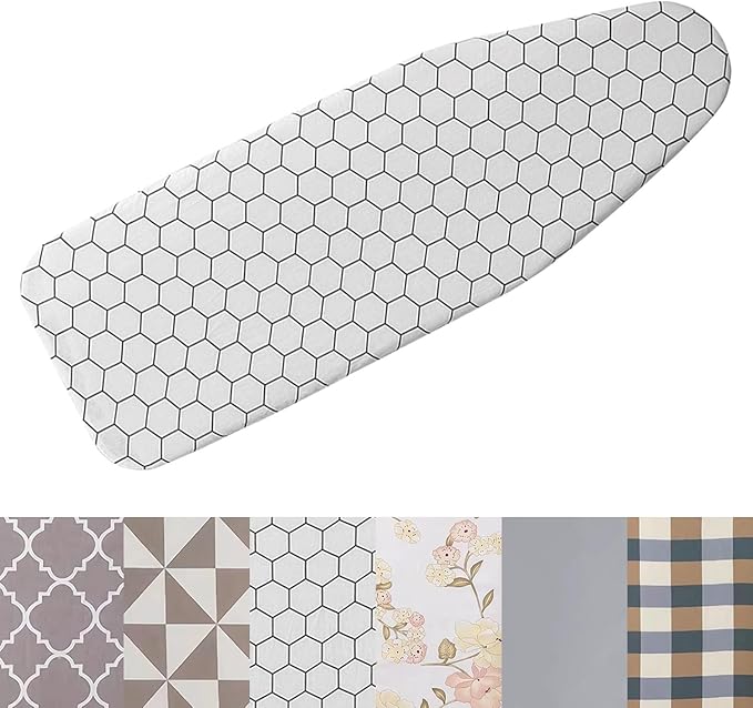 Cotton Ironing Board Cover,35x12in 39x13in 43x13in 47x15in Ironing Board Cover and Pad Standard Size Homes Iron Board Cover Ironing Cover and Pad(White,35x12in)