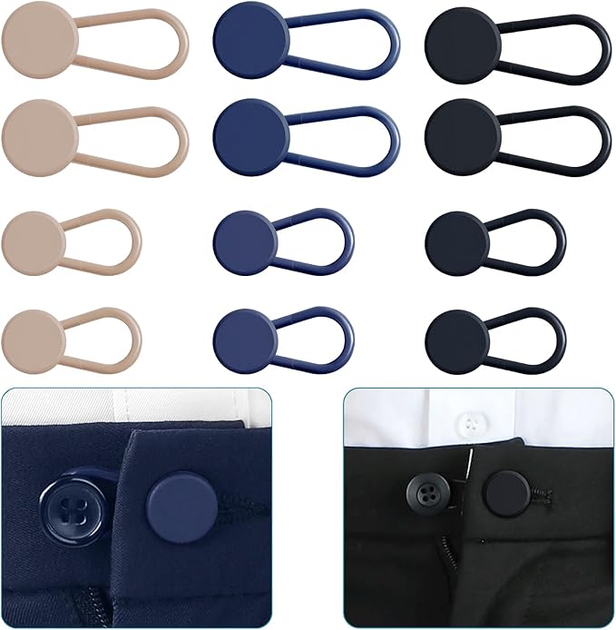 12 PCS Button Extenders for Jeans, Pants Waistband Expanders, Instant Waist Extender Buttons for Women and Men, No Sew Jeans Waist Extension 1-1.4 Inches