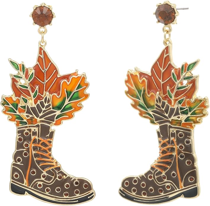 Madison Tyler Fall Earrings for Women | Cute Statement Autumn Earrings Dangling | Maple Leaf Scarecrow Shoes Shoes Rabbit Mushroom Earrings for Women