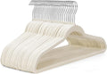 HOUSE DAY Ivory Velvet Hangers 50 Pack - Non Slip Felt Hangers Closet Essentials, Premium Space Saving Hanger, Gentle on Clothes, Sturdy Shoulder Design