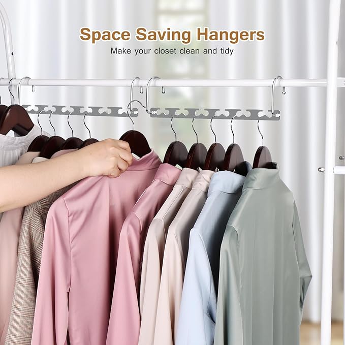 Space Saving Hangers for Clothes 6 Pack, Sturdy Metal Hangers Wardrobe Organizer, Magic Cascading Hanger, Closet Space Saver Closet Organizers and Storage