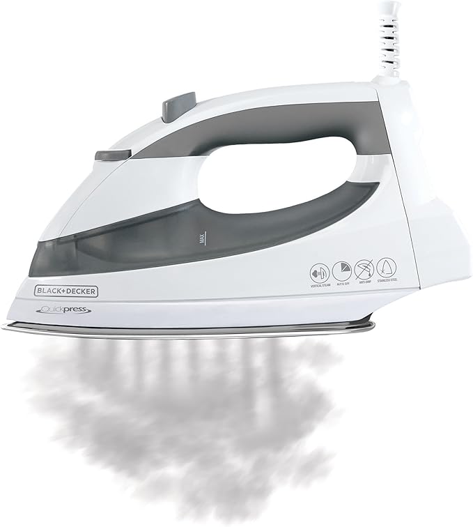 BLACK+DECKER F976 Quickpress Iron with Smart Steam Technology, White/Silver