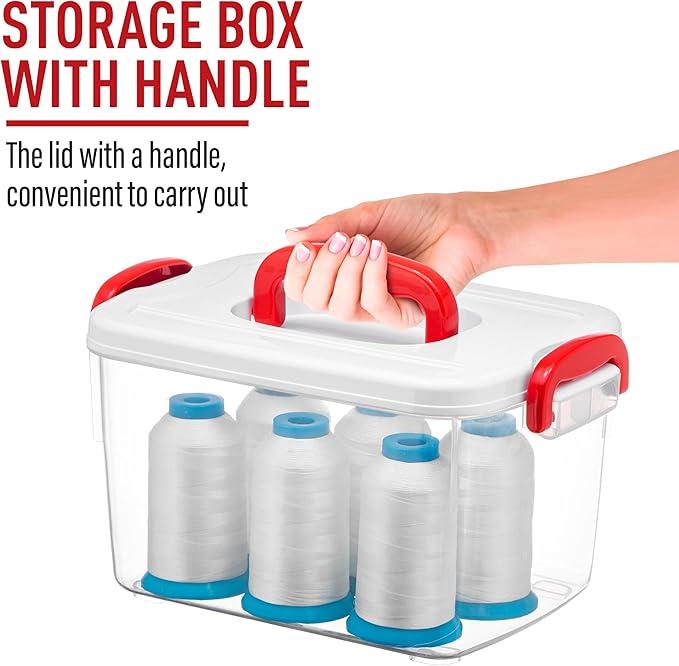Tribello Clear Plastic Storage Bins with Lids and Handle Stackable Storage Bins, 5 Quarts - 2 Pack