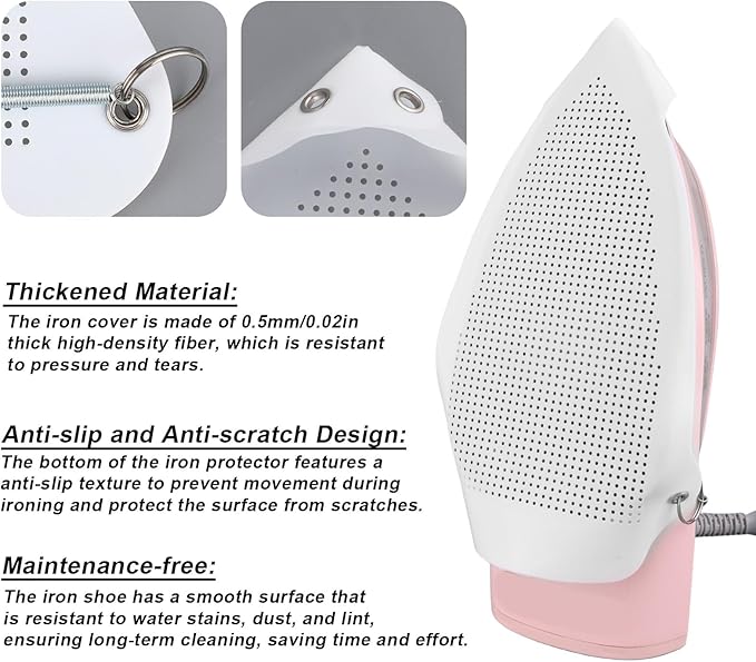 2pcs Iron Protective Cover, Breathable Heat Resistant Iron Shoe Cover Protect Clothes Prevents Fabric Burns & Sticking (0.2mm)