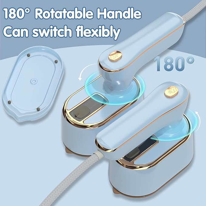 Travel Steamer Iron for Clothes - Portable Ironing Machine Small Size Portable Steamer Travel College Dorm Home Essentials (SkyBlue)