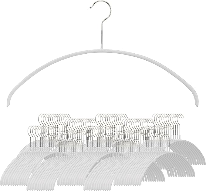 Mawa by Reston Lloyd Euro Series Non-Slip Space Saving Steel Clothes Hanger for Shirts, Dresses, Sweaters, Style 40/P,White, Set of 130