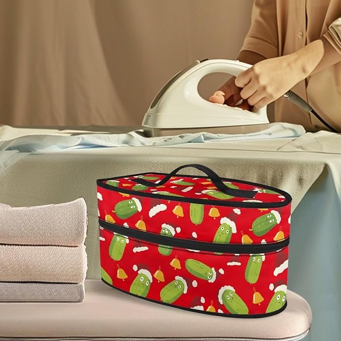 Christmas Steam Iron Storage Case Fits for Home Colorful Wear-resistant Steam Iron Storage Bag Easy to Store and Carry Iron and Other Small Items, Hat Bell Cucumber
