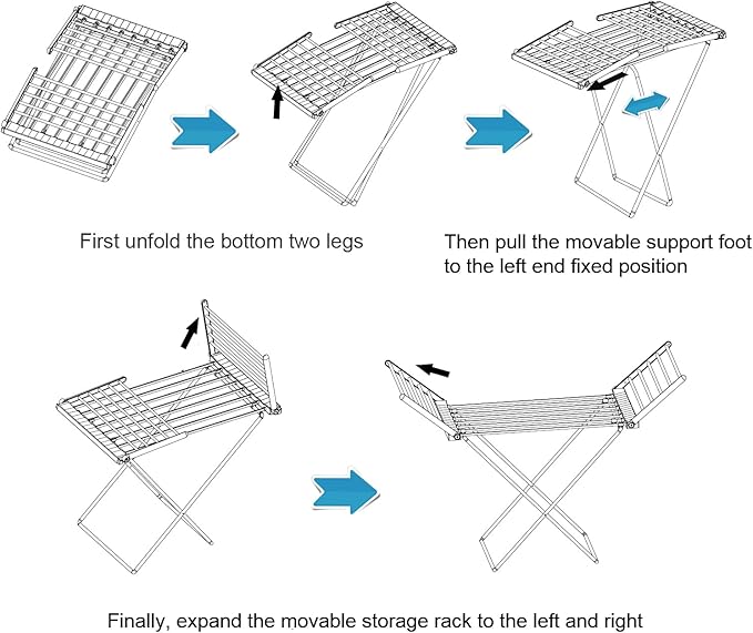 (1 Pack) Heated Clothes Drying Rack, Folding Electric Clothes Rack, Collapsible Laundry Drying Rack, Free Standing Heating Garment Dryer Towel Rail Space Saving for Home Indoor Outdoor