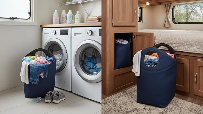 90L Foldable Laundry Basket with Soft Padded Handle, 22"x21"x12" Large Capacity Oxford Fabric Storage Hamper, Collapsible Portable Laundry Bag for Home Bedroom Dorm Travel and Outdoor