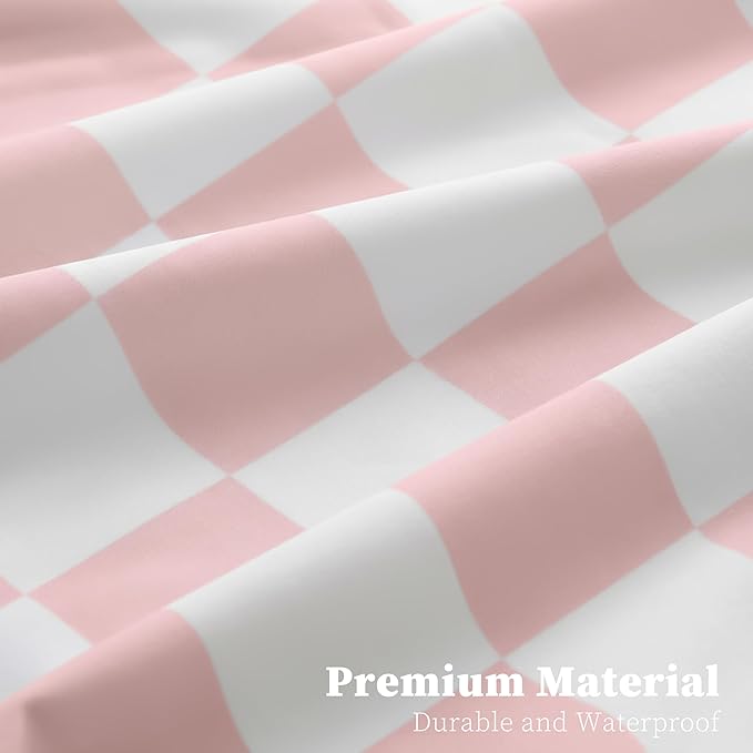 Pink Checkered 2 Pcs Large Travel Laundry Bags for Dirty Clothes, Aesthetic Trendy Waterproof Washable Laundry Bag with Handle for Girls Women, Travel, Gym, Swimming Pool