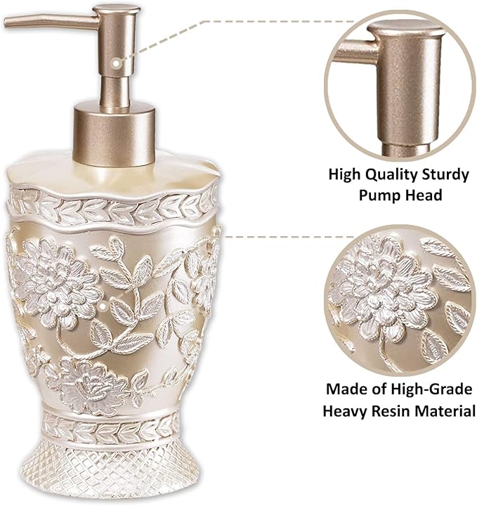 Zahari Home Rose Vine Stylish Soap Dispenser Set - Modern Print Design for Kitchen and Bathroom - Lotion Pump, Dish Soap, Hand Sanitizer, Hand Soap - Cute and Practical