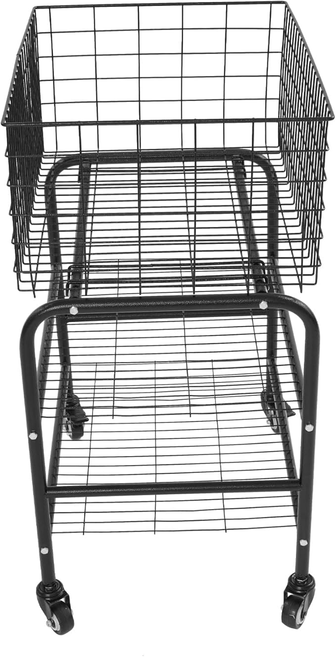 Wire Rolling Laundry Baskets with Wheels, 3 Tier Garment Storage Cart, Commercial Wire Laundry Cart, 66lbs Load Capacity, Garment Metal Rack for Clothes Wash and Dry Sort (Black)