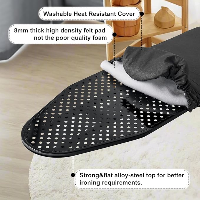 Duwee 12"×36" Wall Mounted Ironing Board,Folding Door Moutnted Ironing Board with Heat Resistant Cover,Compact Wall Mount Fold Down Iron Board for Small Spaces