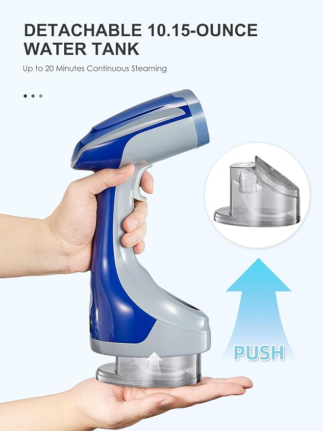 Reemix Steamer for Clothes, Folding Handheld Design Garment Wrinkles Remover, 20g/min Strong Penetrating Steam, 25-Sec Fast Heat-up, for Home, Office and Travel (Large, no Foldable, Gray)
