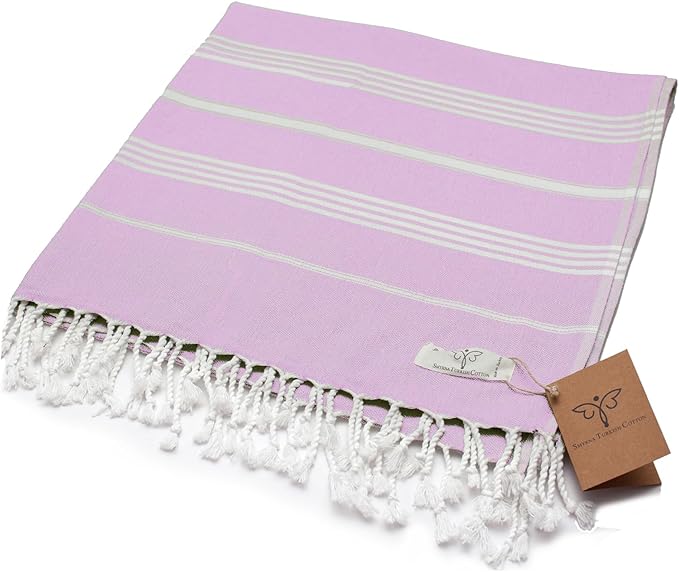 SMYRNA TURKISH COTTON Classical Series Turkish Hand Towels Set of 2, 18x30 inch, Decorative Turkish Hand Towels for Bathroom, Kitchen, Face, Hair, Tea, Yoga, Gym, Dishcloth Set of 2, Blush Pink