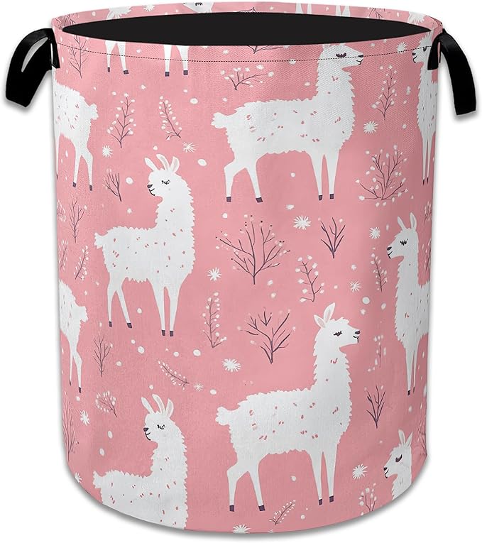 Cute Alpaca Laundry Basket Collapsible Laundry Hamper Oxford Storage Bin for Clothes Storage, Toy Organizer, Books and Sundries 16" X 20.8"