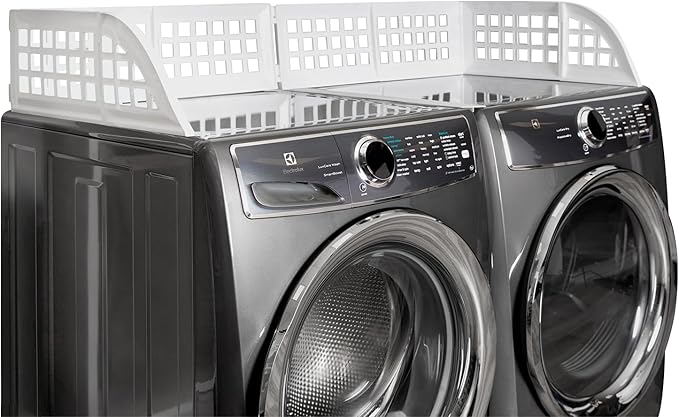 Eltow Laundry Guard with Silicone Gap Cover – Magnetic Fence for Washer and Dryer with 8 Strong Magnets – Prevents Clothes from Falling – Fits Most Machines – Laundry Room Accessory (White)
