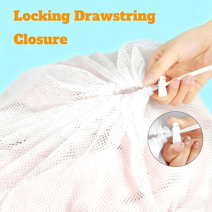 3 Pcs Mesh Laundry Bags Breathable Delicates Protect - Large Heavy for Protect Clothes in Washing Machine Travel Dorm Sports Family White 23 x 34 Inches