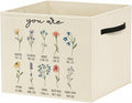 Christian Floral Storage Bin Box with Handles, Inspirational You Are Bible Verse Religious Foldable Baskets Organizer for Bedroom Bathroom Home Clothes Toys Books, Toybox for Girls